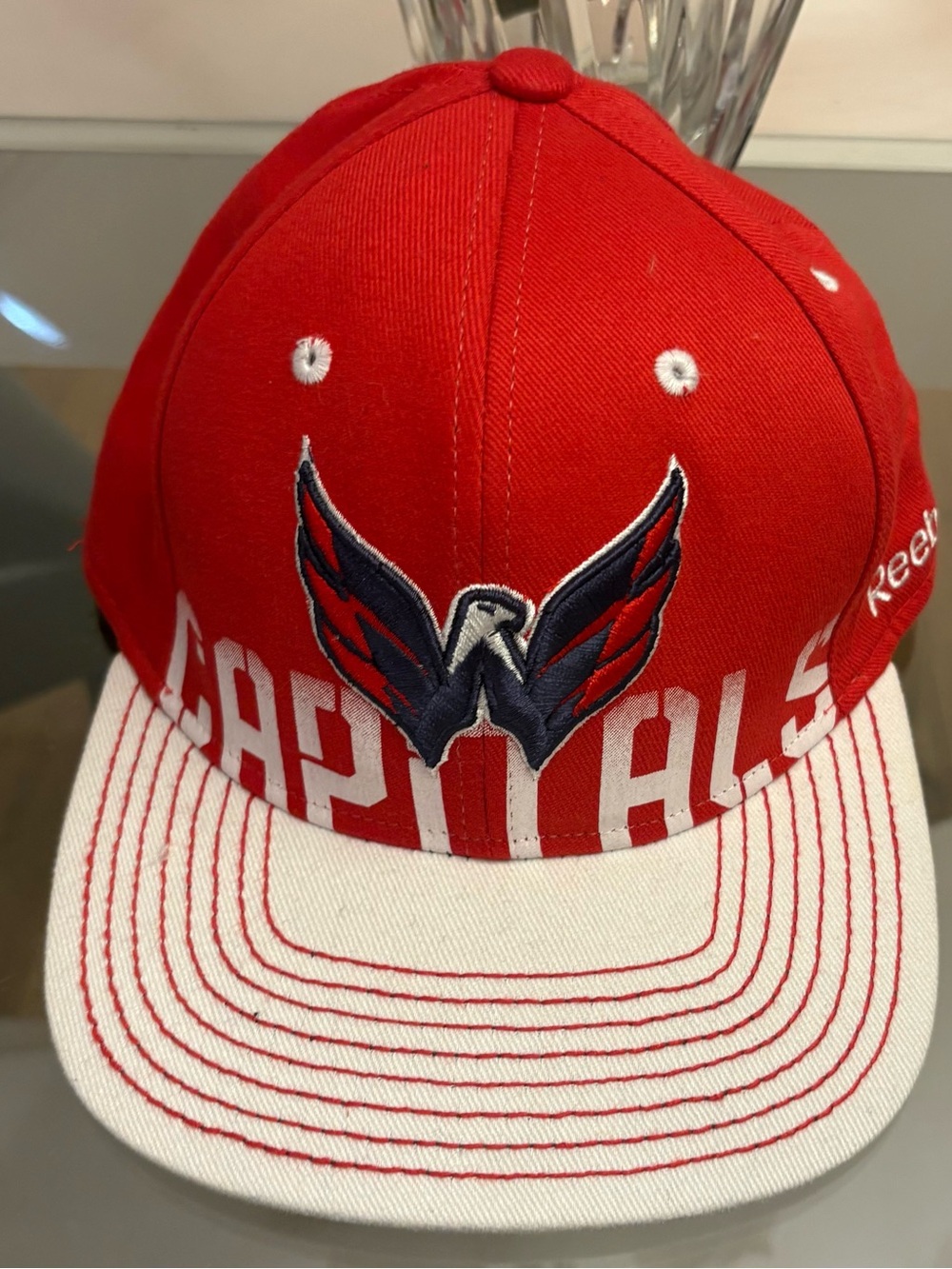Reebok Washington Capitals NHL Hat Cap S/M Red White Blue Officially Licensed